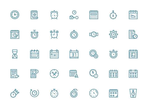 Deadline Icon Collection with 35 Regular Clean Line Designs Functional Icon Series vector