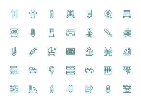 35 Regular Clean Line Icons for Compact Graphics Essential Icons for Rapid UI Building vector