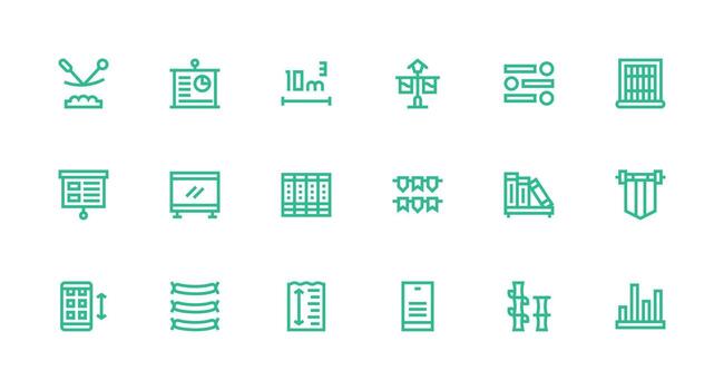 18 Strong Stroke Line Style Icons from Horizontal Collection UI Icon Set vector