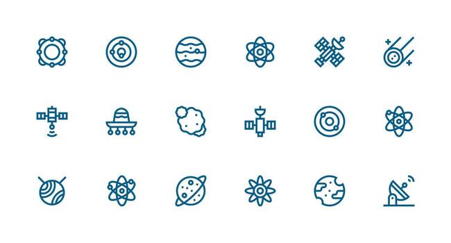 orbita icono colección con 18 fuerte carrera línea diseños equilibrado icono conjunto para funcional diseño vector