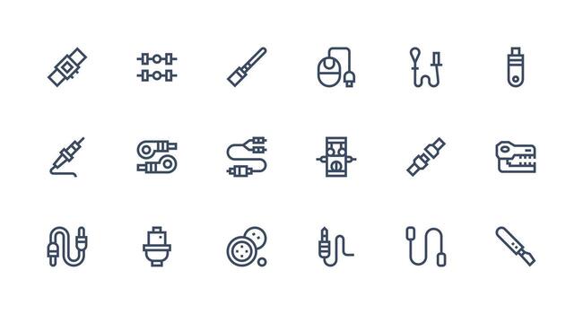 Connector Icon Collection with 18 Strong Stroke Line Designs Quick Access Icons for UI Development vector