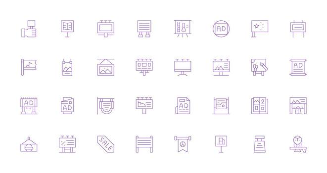 32 Thin Line Designs for Poster Icons Clean Icon Set Icon Pack for UI Projects vector