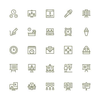 Meeting Icon Set with 25 Medium Stroke Outline Graphics Icon Set for Web vector