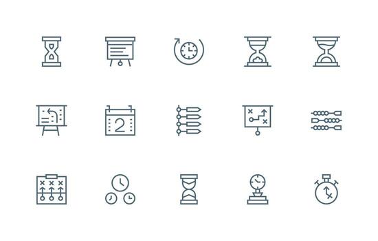 Timeline Set with 15 Regular Line Icons Clean Icon Set Icon Pack for UI Projects vector