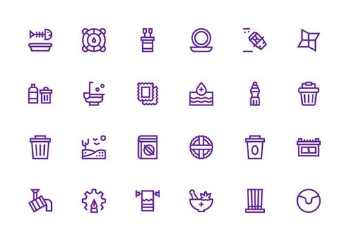 24 Thick Line Line Icons for Empty Graphics Flat Icon Set vector