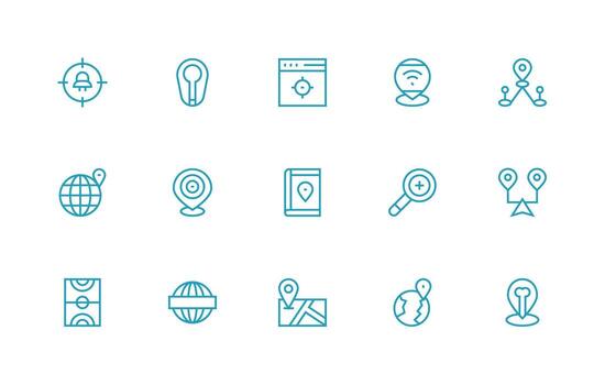 Area Icon Set with 15 Regular Line Graphics Fully Editable Icon Set for Web vector