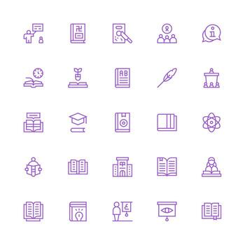 Knowledge Icon Set with 25 Medium Stroke Outline Graphics App Icon Pack vector