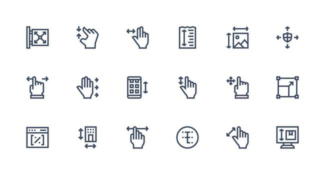 18 Strong Stroke Line Icons for Resize Graphics Scalable Icon Pack vector
