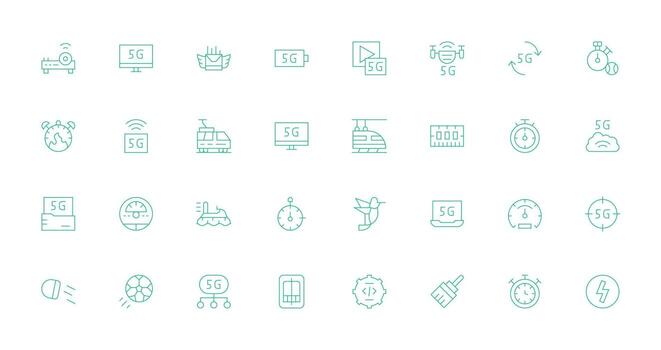 Speed Visual Pack containing 32 Thin Line Icons Design Ready Icon Set for Teams vector