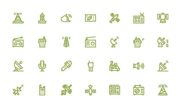 Radio Set with 28 Bold Line Icons Multi-Style Icons for Creative Projects vector
