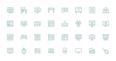 32 Delgado línea estilo íconos desde escritorio colección ui y ux enfocado icono colección vector