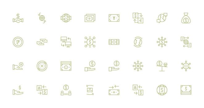 32 Thin Line Style Icons from Exchange Collection Essential Icon Set for Teams vector