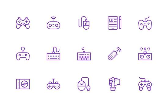 15 Regular Line Designs for Input Device Icons Simplified Icon Pack for Visual Tools vector