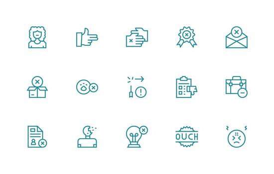 Unsuccessful including 15 Regular Line Illustrations Optimized Icon Pack for Digital Products vector