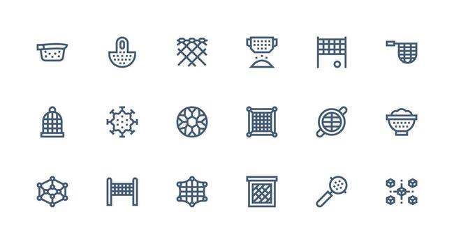 18 Mesh Icons in Strong Stroke Line Aesthetic User Interface Icons for Digital Products vector