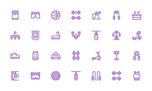28 Bold Line Icons for Gym Graphics Well-Structured Icons for Creative Use vector