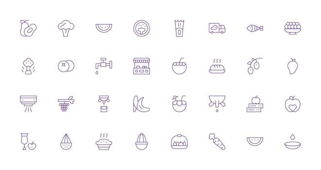 32 Icons for Fresh in Thin Line Format Design Ready Icon Set for Teams vector