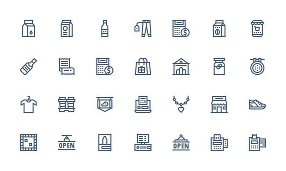 28 Bold Line Vectors for Store Theme Sharp Icons for Presentations