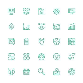 25 Medium Stroke Outline Style Icons from Positive Collection Fully Editable Icon Set for Web vector