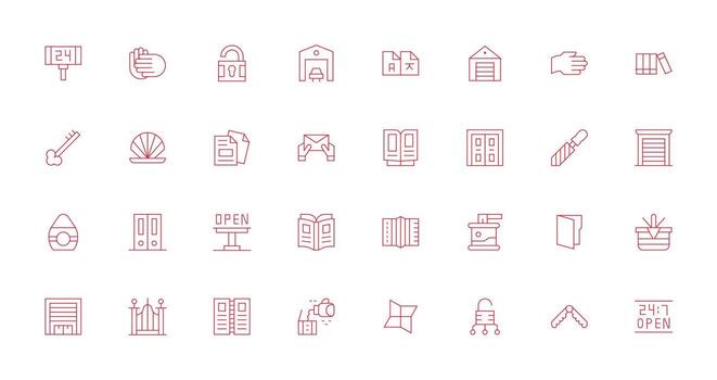 Open Visual Pack containing 32 Thin Line Icons Scalable Icon Pack vector