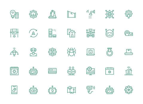 Regular Clean Line Style Automation Icons with 35 Vectors Icon Pack for Various Themes