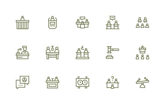 Debate Icon Collection with 15 Regular Line Designs Web Icon Collection vector