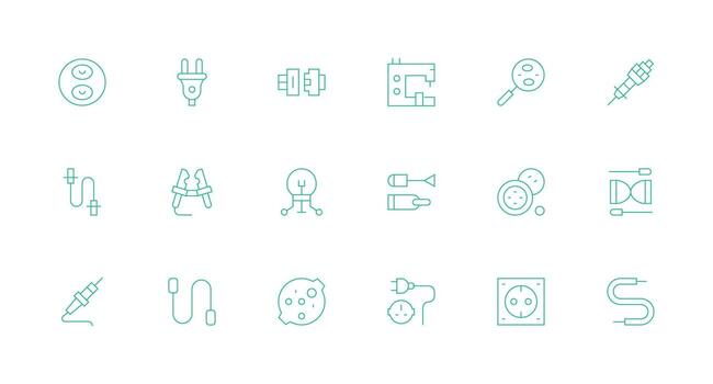 Socket Visual Pack containing 18 Minimal Line Icons Full Icon Library for UI Designers vector