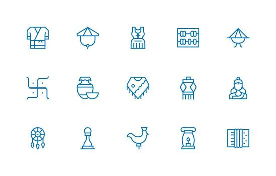 Traditional Icon Set with 15 Regular Line Graphics Icon Set vector