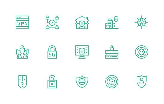 15 regular línea diseños para cortafuegos íconos rápido acceso íconos para ui desarrollo vector