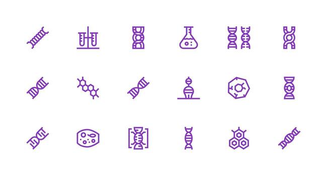 bioquímica diseño íconos presentando 18 en fuerte carrera línea estilo web icono colección vector