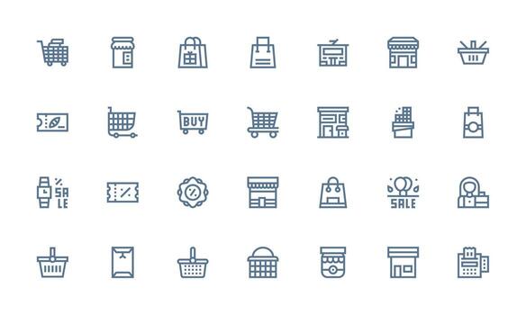 28 Bold Line Style Icons from Retailer Collection All Device Compatible Icon Set vector