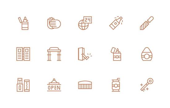 Open Icon Collection with 15 Regular Line Designs All-Purpose Icon Design Pack vector