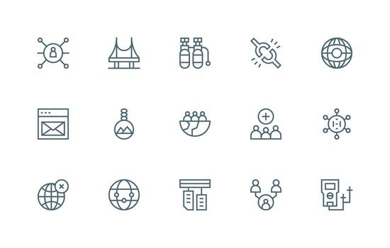 Regular Line Icons from Connection Set with 15 Vectors Responsive Icon Set for Flexible Layouts