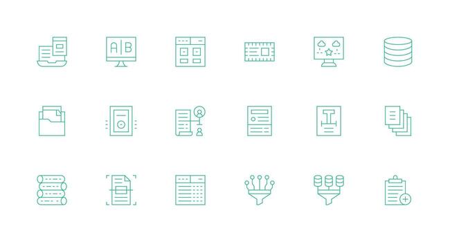 18 Minimal Line Icons for Information Management Graphics Quick Access Icons for UI Development vector