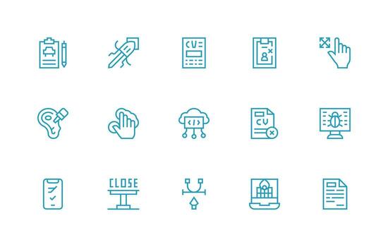 Application featuring 15 Icons in Regular Line Design Universal Icon Pack vector