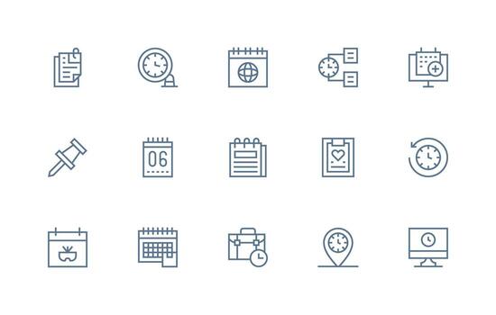 15 Regular Line Icons for Reminder Graphics High-Resolution Icons for Any Platform vector