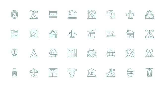 Thin Line Icons from Cabin Set with 32 Vectors Responsive Icon Set for Flexible Layouts