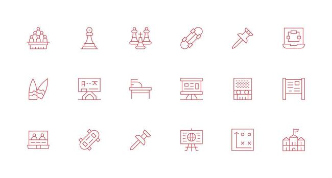 Board Set with 18 Minimal Line Icons Organized Icon Pack for Quick Access vector