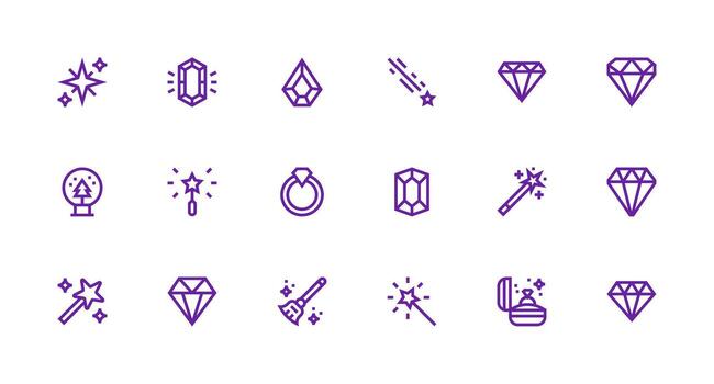 18 Strong Stroke Line Vectors for Sparkle Theme Icon Set for Apps