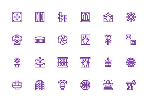 Ornamental Icon Collection with 24 Thick Line Line Designs Essential Icons for Rapid UI Building vector