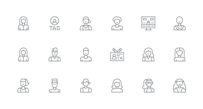 miembro perfil incluso 18 mínimo línea ilustraciones interfaz íconos para diario utilizar vector