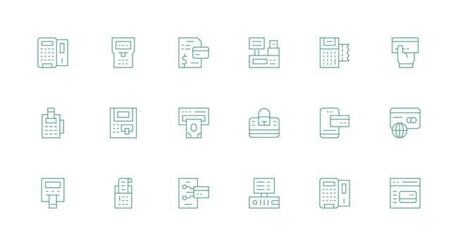 18 Minimal Line Icons for Debit Card Graphics Flexible Icon System for Web Interfaces vector