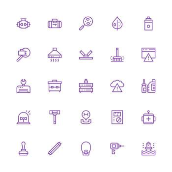 Maintenance Visual Pack containing 25 Medium Stroke Outline Icons UI and UX Focused Icon Collection vector