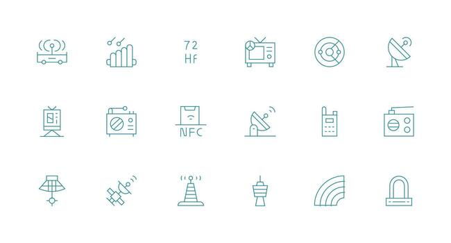 18 Icons for Antenna in Minimal Line Format Quick Access Icons for UI Development vector