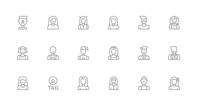 18 Minimal Line Style Icons from User Icon Collection Simple Icons for Interface and Wireframes vector