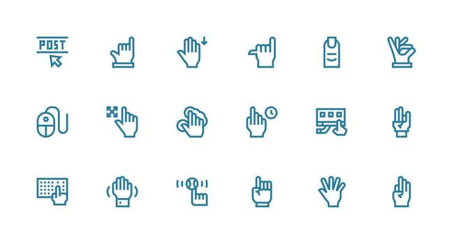 Strong Stroke Line Style Click Icons with 18 Vectors Display Icon Pack