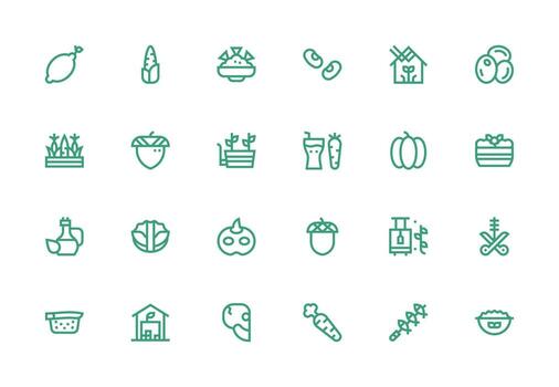 24 Icons for Vegetable in Thick Line Line Format Versatile Icon Collection for Designers vector