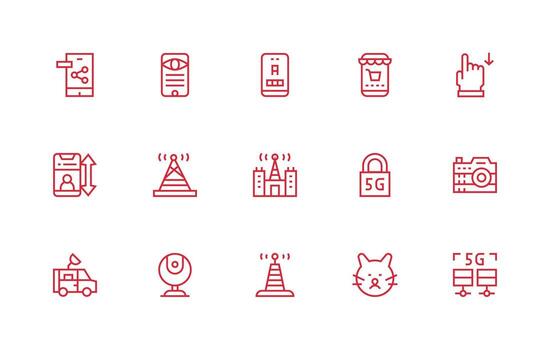 15 Regular Line Vectors for Mobile Theme Modern Icon Set