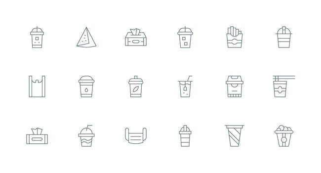 18 Minimal Line Style Icons from Disposable Collection UI-Ready Icon Collection vector