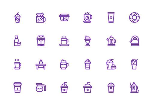 Thick Line Line Icons from Coffee Set with 24 Vectors UI Icon Set